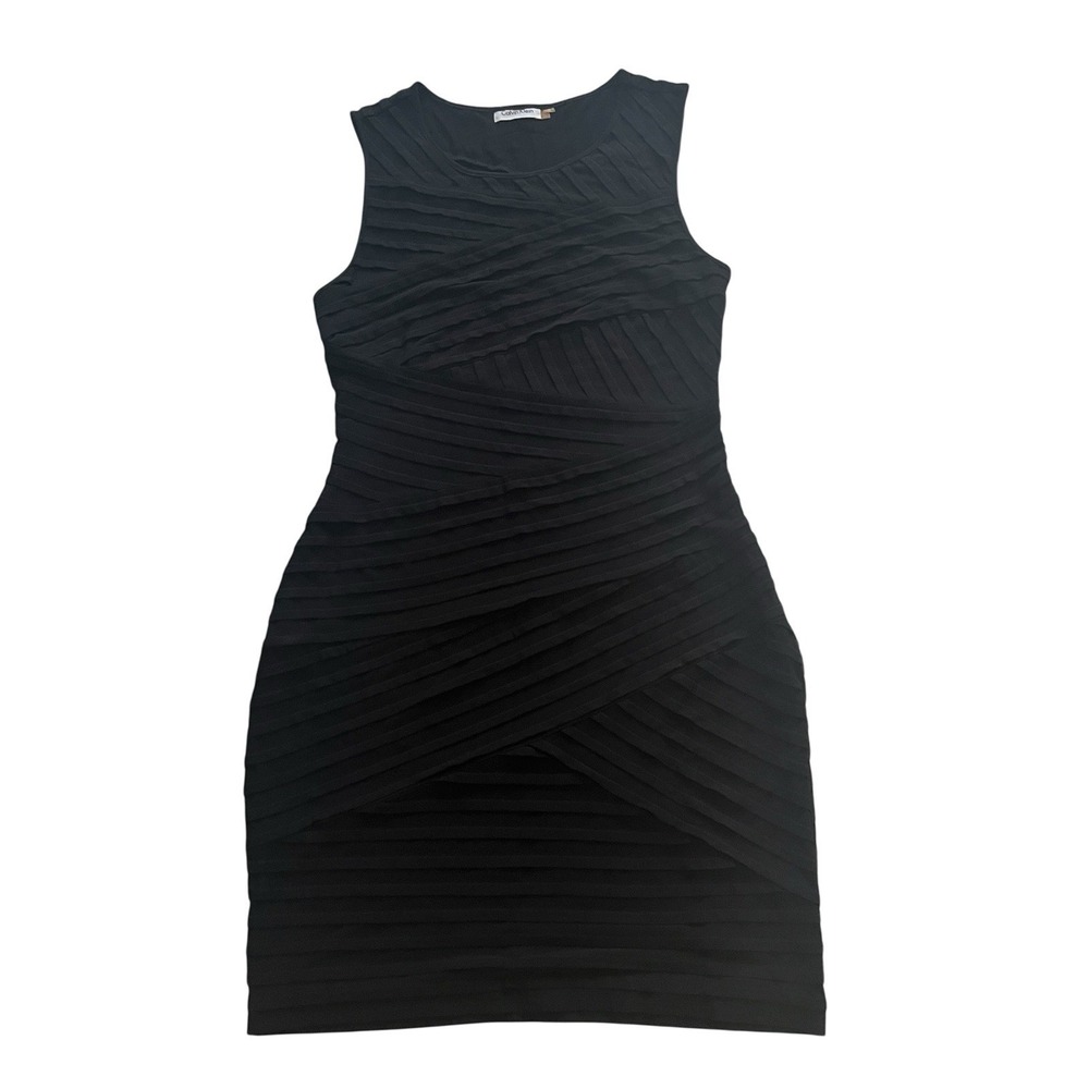 Calvin Klein Women's Size‎ 6 Black Dress Sleeveless Fitted Event Short Ruched